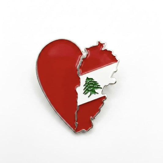 Lebanon Map Heart Metal Sticker