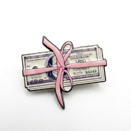 Money Pink Bow Metal Sticker