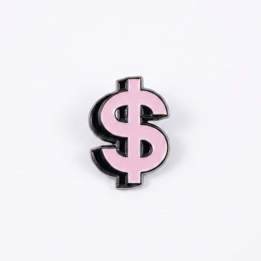 Pink Dollar Sign Metal Sticker