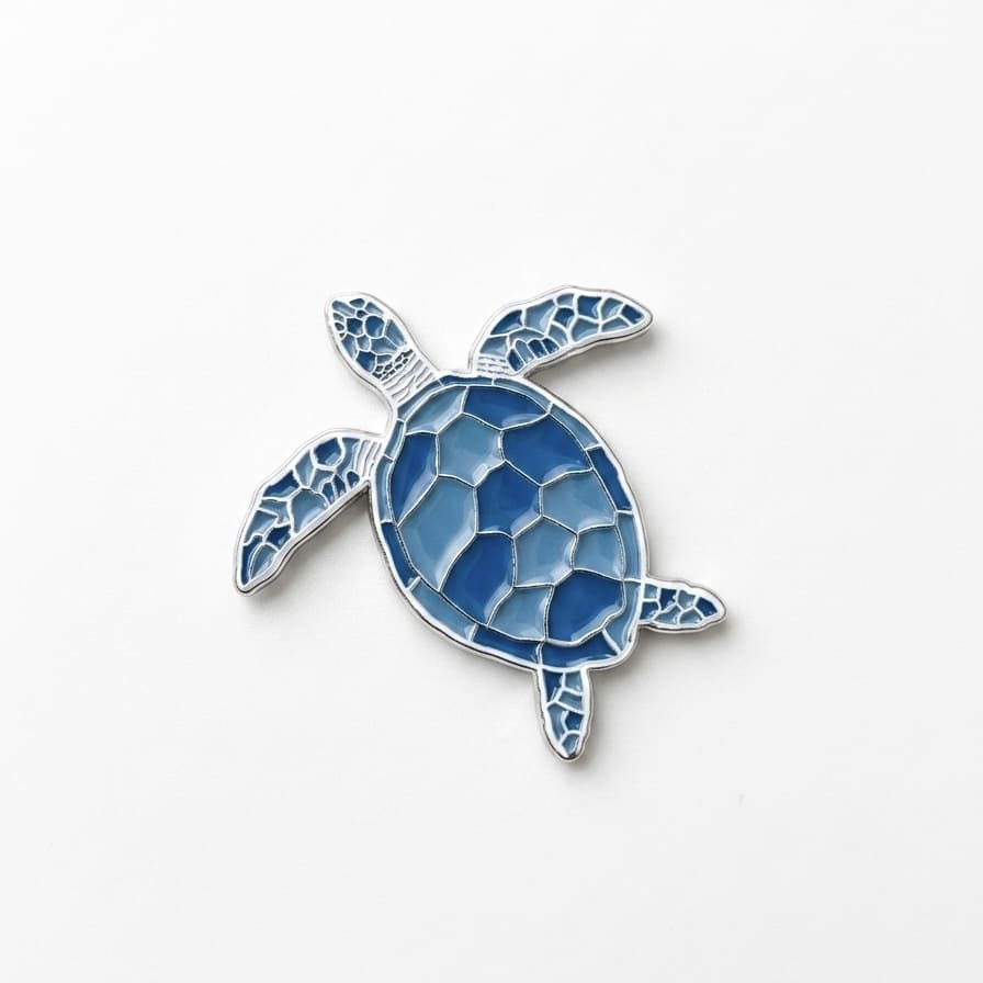 Blue Sea Turtle Metal Sticker